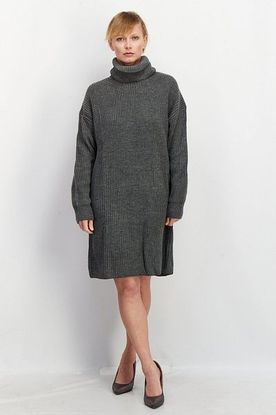 Karen Kane Women Textured Long Sleeve Sweater Dress, Grey