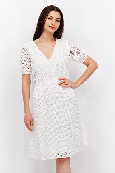 Esprit Women Textured Casual Mini Dress, White