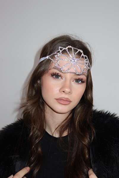 TAKIŞTIR Gümüş Renk Taş Detaylı Alınlık/Kına Aksesuarı