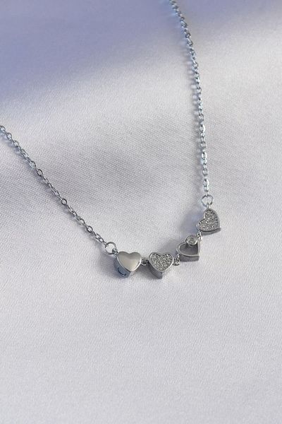 Clariss 316L Steel Silver Color Opening Zircon Stone Clover Model Women's Necklace