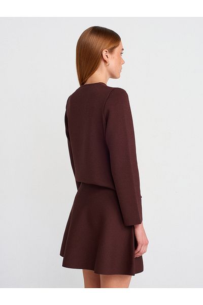 Dilvin 60957 Tricotaj cu nasturi cu gâtul turnat Cardigan-maro