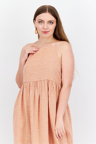 Levi's Women Micro Checkered Midi Dress, Brown