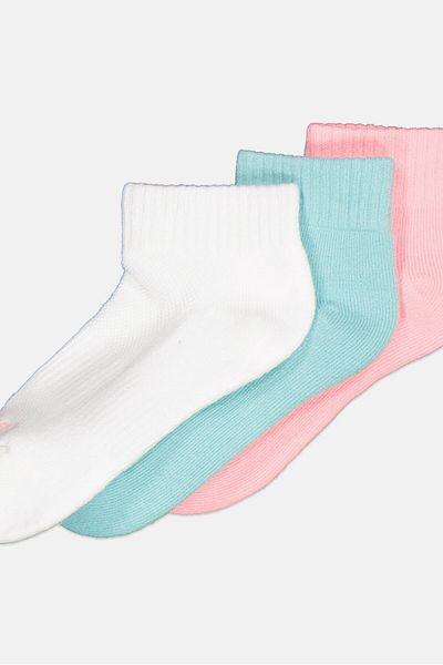 SKECHERS Kids Girl 3 Pairs Brand Logo Socks, White