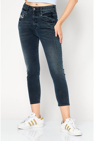 Diesel Women Regular Fit Washed Denim Jeans, Dark Grey