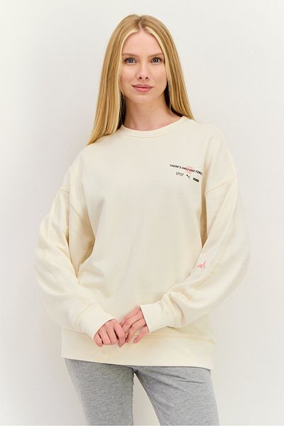Puma Women Sportswear Fit Long Sleeves Training Sweatshirt, Cream