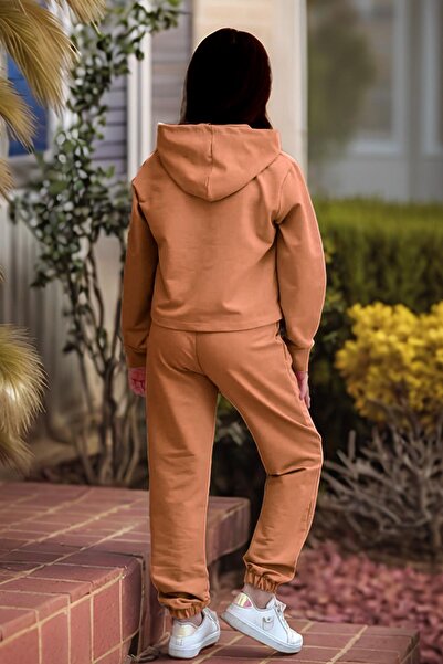 Riccotarz Κοριτσίστικη μπλούζα με στάμπα West Coast με κουκούλα Crop Camisole 3 τμχ Καφέ αθλητική φόρμα