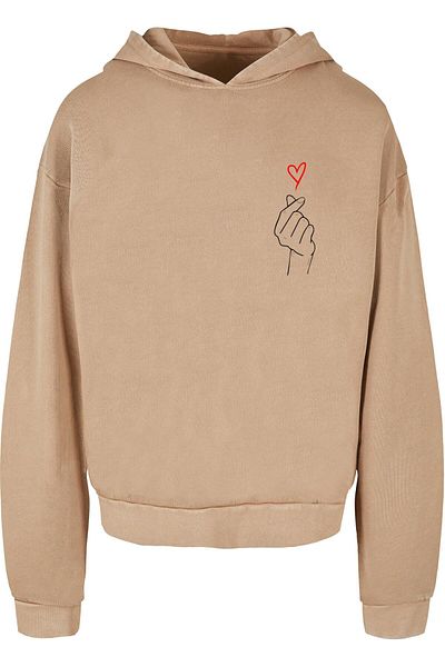 Merchcode Übergroßer Kapuzenpullover mit „K Heart“-Print und Acid-Wash