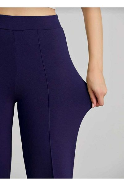 NEVEGE BUTİK Women's Knitted Fabric Licra Tight Packing Palazzo Pants-Dark Blue