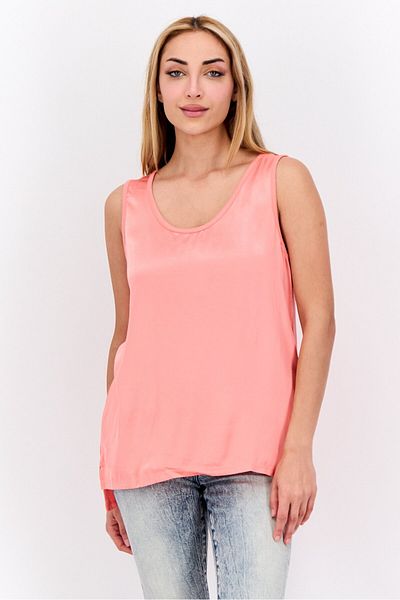 Nautica Women Scoop Neck Sleeveless Plain Tank Top, Coral