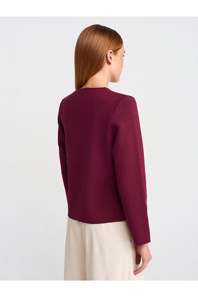Dilvin 60957 Tricotaj cu nasturi cu gâtul turnat Cardigan-Burgundy