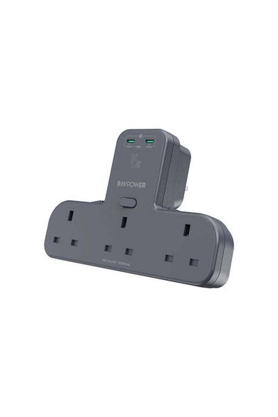 RavPower موسع منفذ الطاقة 45 وات مع 3 منافذ تيار متردد ومنفذين USB-C وميزات أمان متقدمة