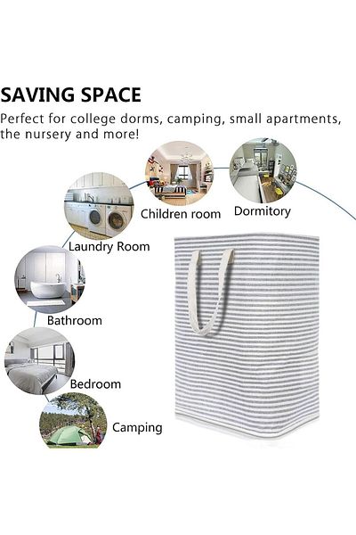 COOYA Laundry Basket,Collapsible Waterproof,with Handles,Lightweight,Square,for Home,Dormitory,Gray