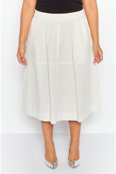 Esprit Women Textured Basic Midi Skirt, Off White