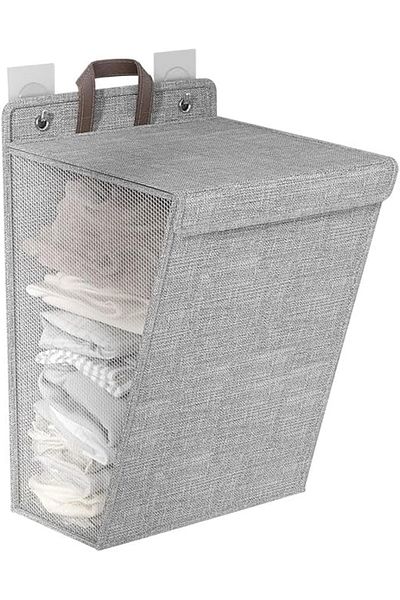 COOYA Wall-Mounted Collapsible Laundry Basket, Slim Hanging Laundry Hamper Laundry Bag, Large Capacity