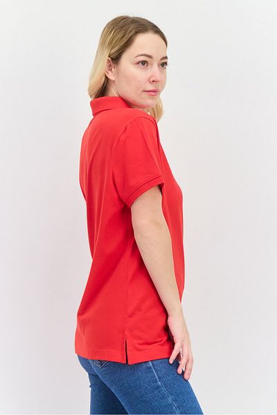 Nautica Women Regular Fit Embroidered Logo Short Sleeves Polo, Red