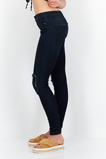 Tigha Women Skinny Fit Stretchable Textured Denim Jeans, Navy