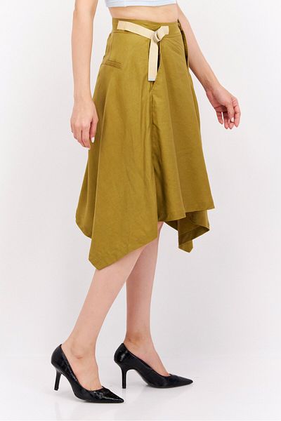 Esprit Women Solid Midi Skirts, Olive