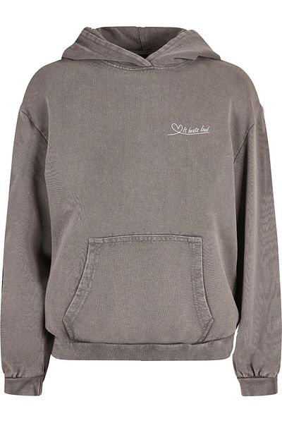 Merchcode Ladies It Beats Loud Acid Washed Oversized Hoody