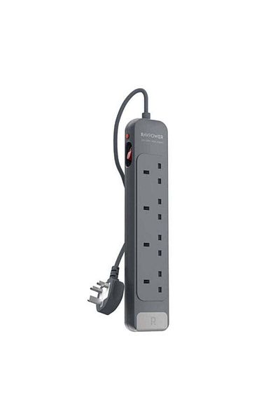 RavPower شريط طاقة مزود بـ 4 منافذ تيار متردد مع سلك تمديد بطول 1.5 متر، وتصميم قابل للتركيب على الحائط وميزات أمان