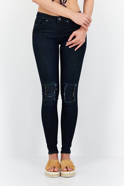 Tigha Women Skinny Fit Stretchable Textured Denim Jeans, Navy