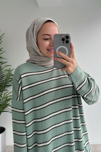 Ka Hijab Tunica Lady Hijab Knitwear - Verde