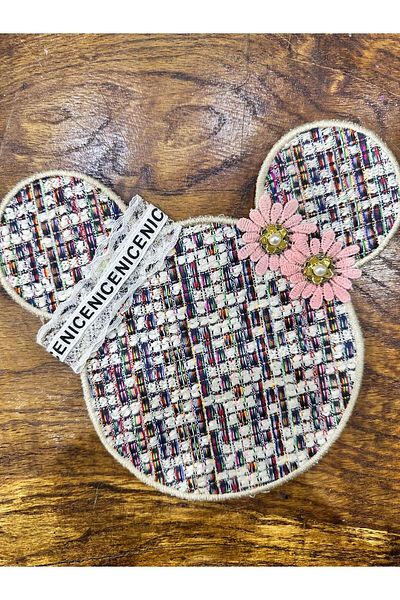 Gönülden Tasarım APLICAȚIE DE CUSUT ARMĂ DE MOUSE CU FLORI CU CARAȚI 20X20 CM