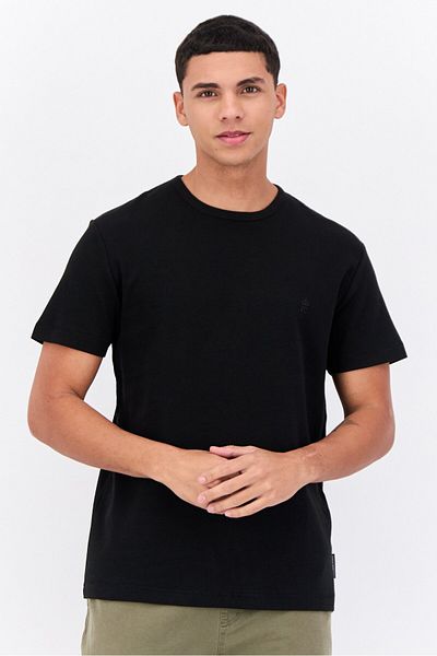French Connection Men Crew Neck Short Sleeves Brand Logo T-shirt, Black