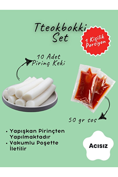 K Bap Food Acısız Tteokbokki - 50 Gr. Acısız Sos ve 10 Adet Kore Pirinç Keki