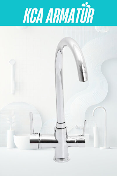 KCA ARMATÜR Kca Lüx Arıtmalı Mutfak Bataryası Musluğu Çeşmesi Üç Su Girişli