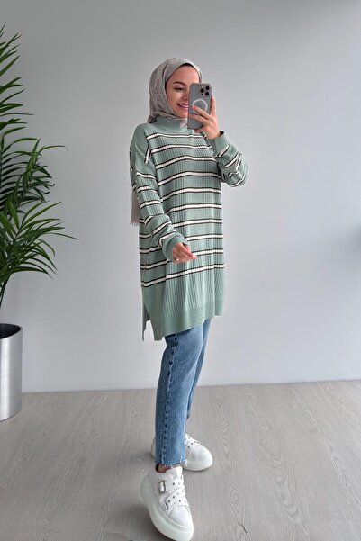 Ka Hijab Lady Tesettür Triko Tunik - Yeşil