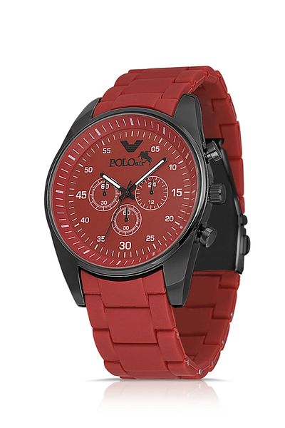 Polo Air Silicone Cord Sport Men's Wristwatch Red Black Color Pl-0981E2X