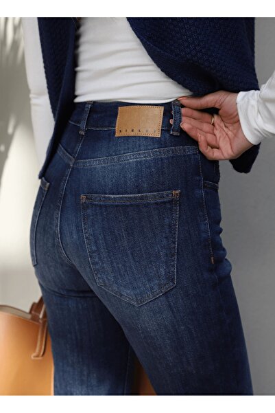 Purple by Banu Taşlamalı Yüksek Bel Jean Pantolon