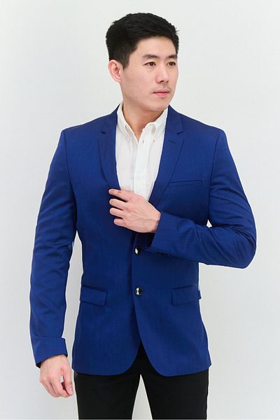 Hugo Boss Men Regular Fit Plain Formal Blazer, Blue
