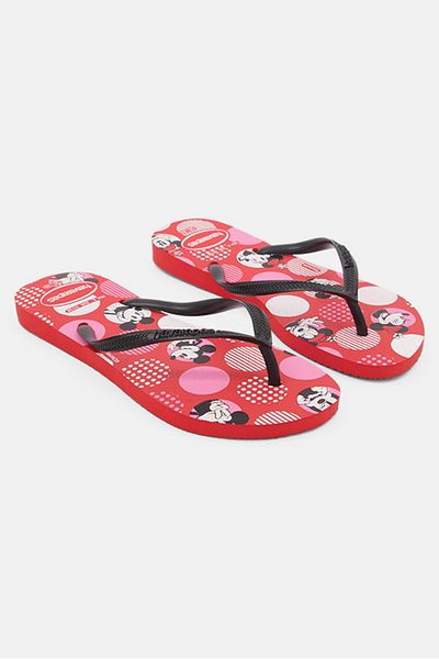 Havaianas Women Style 2 Slim Disney Flip-Flop Slipper, Red Crush/Black