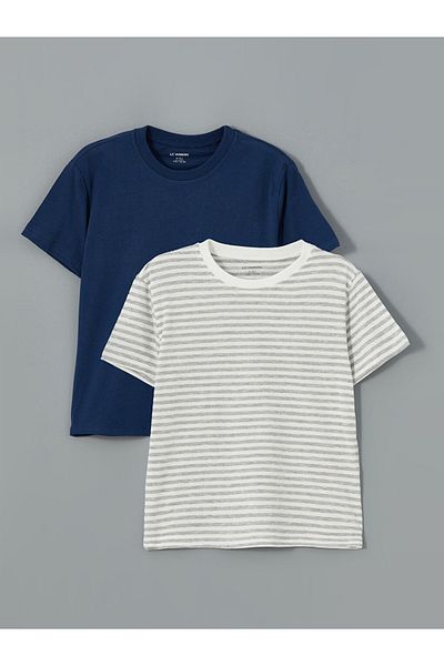 LC Waikiki Tricou pentru bebeluși din țesătură din bumbac pieptănat cu mucegai standard, pachet de 2