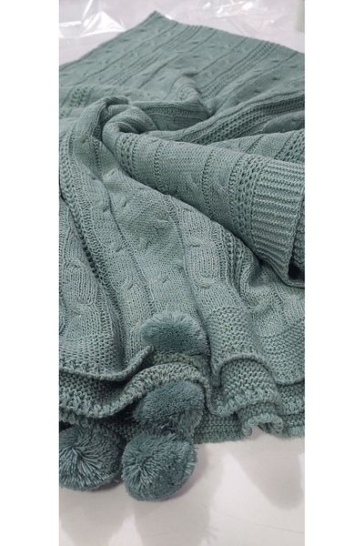 BALADI HOME Pompom Knitwear Tv Knee Blanket 125 X 165 cm You Can Use for Shawl and Seat
