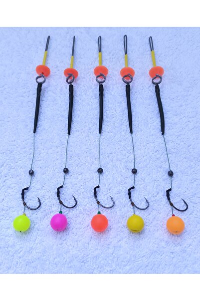 LittoCollection 5 Adet Küspe Telli Karışık Renkli 14 Mm Pop Up'Lı Sazan Rig T...