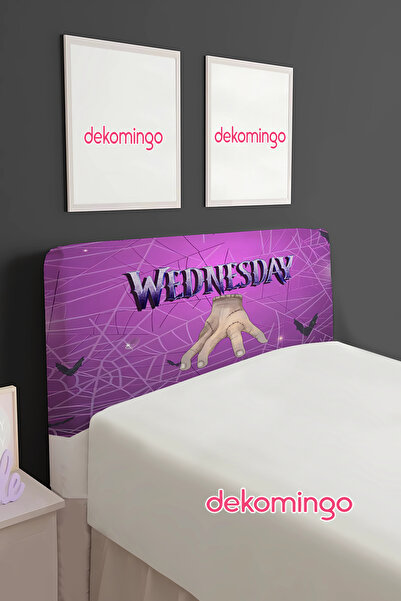 dekomingo WEDNESDAY MOR DESENLİ BAZA BAŞLIK KILIFI ( TEK KİŞİLİK )