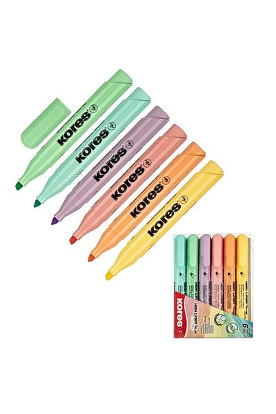 kores Pastel Highlighter High Liner Plus Set of 6 Pens