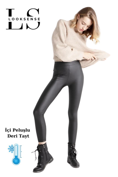 Looksense Γυναικείο βελούδινο ματ δερμάτινο μαύρο καλσόν 2001