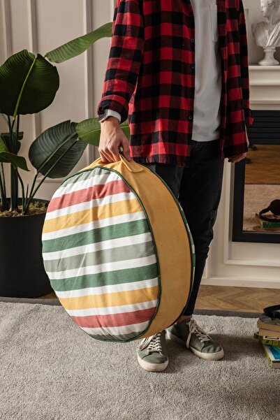 BUGİ HOME COLLECTİON Dekoratif Çok Amaçlı Yer Minderi Iç Dolgulu
