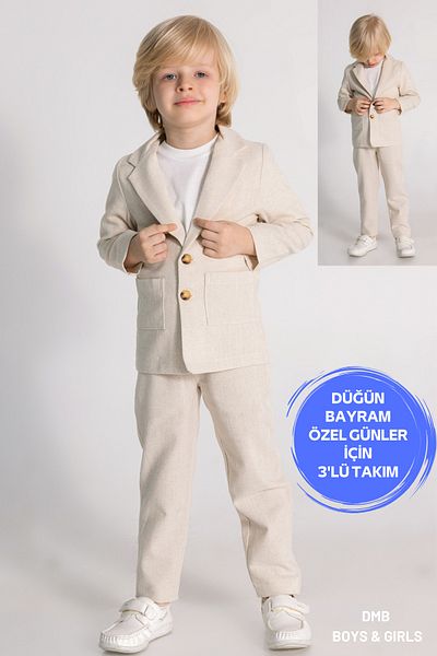 DMB BOYS & GIRLS Premium Summer Linen Boy's 3-Piece Suit