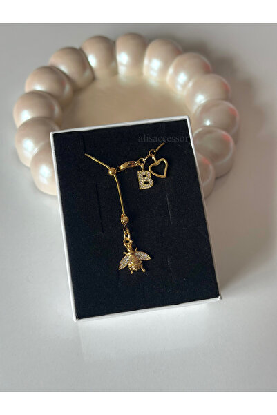 Alis Accessory Harfli Arı Asansör Zincir Kolye