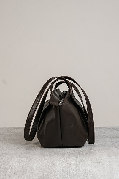 Çantacımstore Geantă maro pentru femei cu mâner dublu