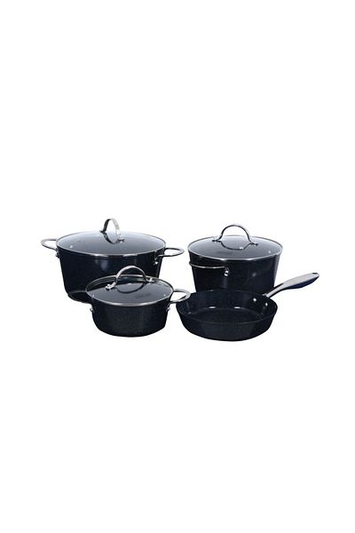 NEOFLAM Chef Master,Set7pcs,INDUCTION,Forged Aluminum,Ecolon coating,Pots20,24,28cm+Fry24cm,Black Marble