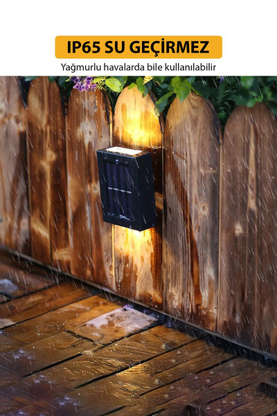 Canderel 1 Adet Yeni Model Solar Çift Taraflı Duvar Lambası Güneş Enerjili Ay...