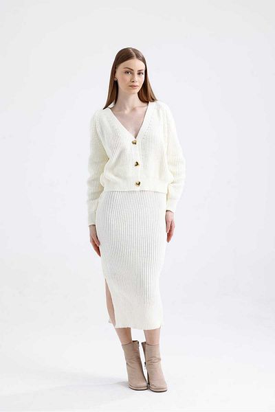 ikomteks Heart Button Detailed Skirt Set