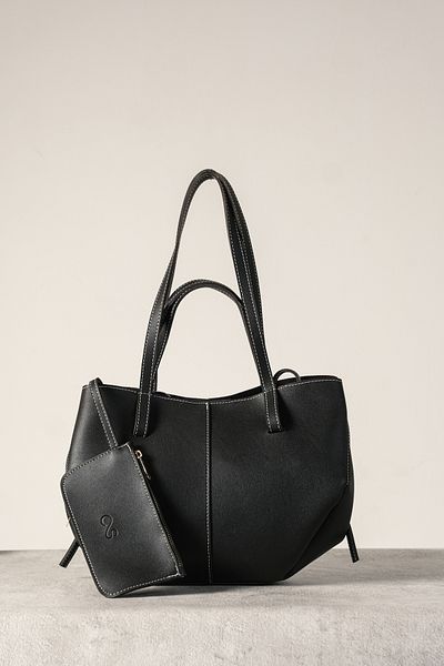 Çantacımstore حقيبة Cyme Mini Pinterest للسيدات باللون الأسود (خياطة بيضاء)