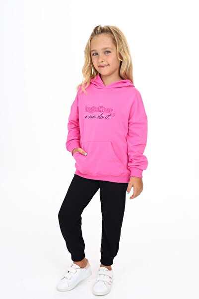 Toontoy Σετ αθλητικής φόρμας για κορίτσια με τύπωμα με με κουκούλα τσέπες καγκουρό