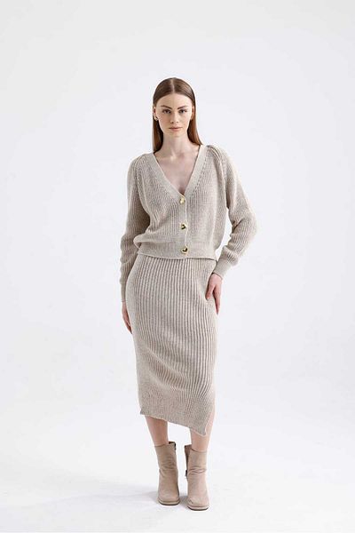 ikomteks Heart Button Detailed Skirt Set